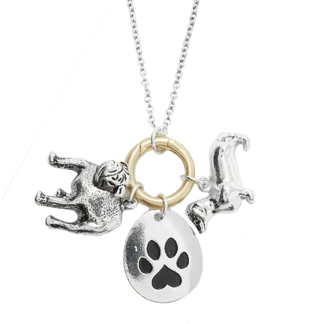 Adorable Animal Charms Changeable Pendant Necklace, 18+3 Extender (Puppy Dogs)