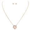 Chic Two Tone Metal Moroccan Filigree Pendant Necklace And Ball Stud Earrings Jewelry Set, 16"+3" Extender (Gold Tone With Rose Gold)