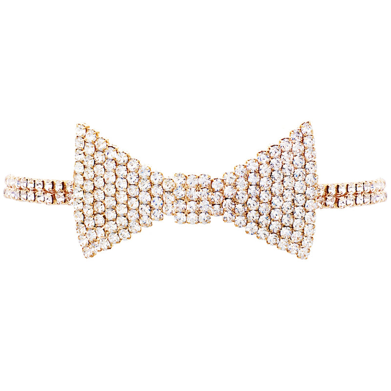 Fabulous Sparkling Crystal Choker Bow Tie Celebration Necklace, 12"+5" Extender