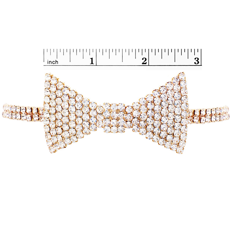 Fabulous Sparkling Crystal Choker Bow Tie Celebration Necklace, 12"+5" Extender