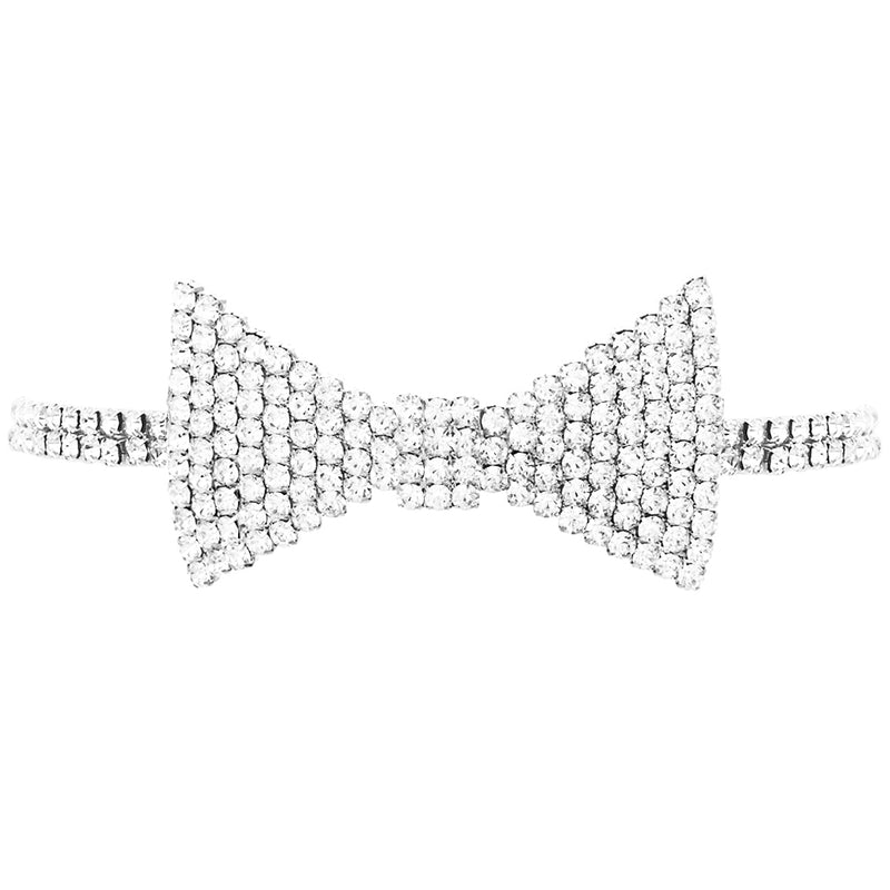 Fabulous Sparkling Crystal Choker Bow Tie Celebration Necklace, 12"+5" Extender