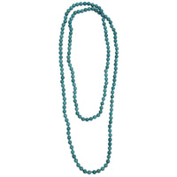 Beautiful Western Inspired Howlite 8mm Knotted Bead Strand Clasp-less Necklace Dangle Earrings Gift Set (60 Inches, Turquoise Blue Howlite Bead)