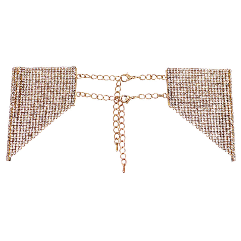 Extreme Glamour 30 Strand Draped Crystal Rhinestone Statement Bib Collar Necklace, 12"+3" Extender