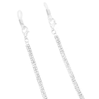 Elegant Crystal Rhinestone Strap Reader Eyeglass Chain Holder Necklace, 28.5" (Clear Crystal Double Row Silver Tone)