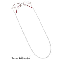 Elegant Crystal Rhinestone Strap Reader Eyeglass Chain Holder Necklace, 28.5" (Clear Crystal Double Row Silver Tone)