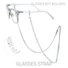 Elegant Crystal Rhinestone Strap Reader Eyeglass Chain Holder Necklace, 28.5" (Clear Crystal Double Row Silver Tone)