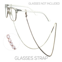 Elegant 3mm Crystal Rhinestone Strap Reader Eyeglass Chain Necklace Holder, 28.5"