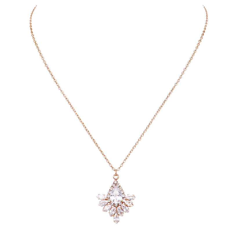 Women's Stunning Cubic Zirconia Classic Pear Pendant Necklace, 16"-19" with 3" Extender