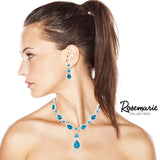 Stunning Crystal Rhinestone Teardrop Bridal Necklace And Earrings Set, 11