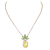 Fun And Fruity Statement Yellow And Green Crystal Rhinestone Pineapple Pendant Necklace, 16"+3" Extender