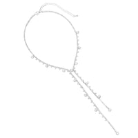 Women's Silver Tone With Stunning Crystal Rhinestone Lariat Y Necklace, 14"+3" Extender