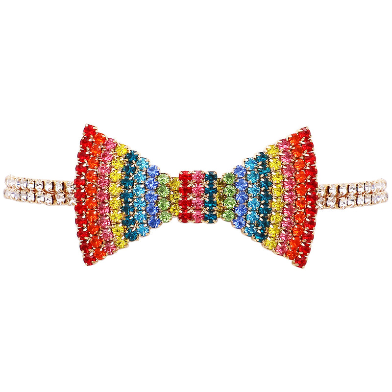 Fabulous Sparkling Crystal Choker Bow Tie Celebration Necklace, 12"+5" Extender