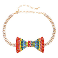 Fabulous Sparkling Crystal Choker Bow Tie Celebration Necklace, 12"+5" Extender