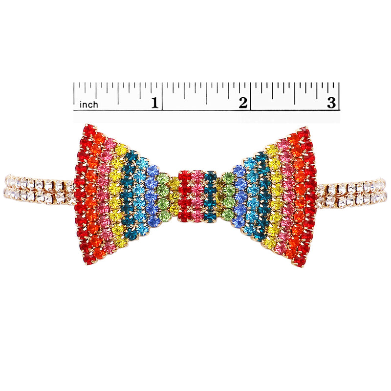 Fabulous Sparkling Crystal Choker Bow Tie Celebration Necklace, 12"+5" Extender