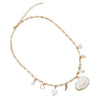Gold Tone Seashell Charm Necklace with Faux Pearls, 16 Inch With 3 Inch Extender