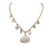 Gold Tone Seashell Charm Necklace with Faux Pearls, 16 Inch With 3 Inch Extender