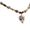 Floral Ceramic And Wood Beaded Heart Pendant Necklace, 16-19 inches