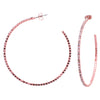 Side Silhouette Rose Gold Tone Crystal Rhinestone Hypoallergenic Post Back Hoop Earrings, 2"