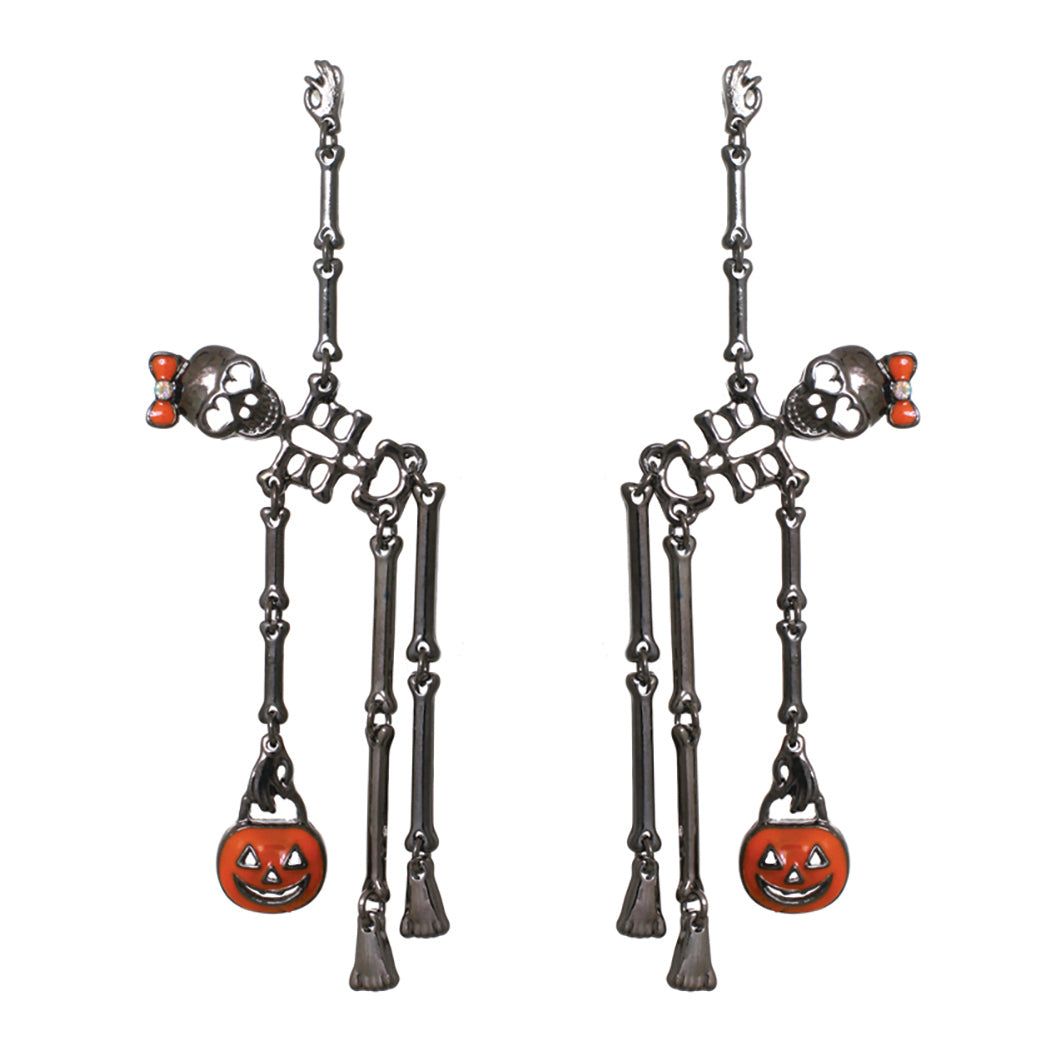 Women's Spooktacular Dancing Skeletons Halloween Hypoallergenic Post Back Earrings, 4.25