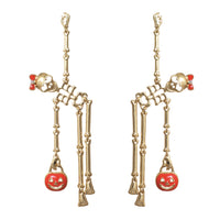 Women's Spooktacular Dancing Skeletons Halloween Hypoallergenic Post Back Earrings, 4.25