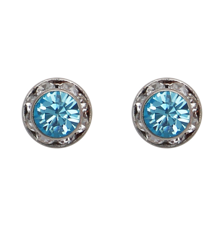 Stunning And Colorful Hypoallergenic Post Back Stud Birthstone Earrings Made With Swarovski Crystals Birthday Gift Set, 8mm (March)
