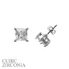 Classic Princess Cut Premium Cubic Zirconia Crystal Stud Hypoallergenic Post Back Earrings, (6mm, Silver Tone)