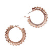 Elegant Rose Gold With Crystal Rhinestones Statement Lever Back Hoop Earrings, 2"