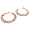 Elegant Rose Gold With Crystal Rhinestones Statement Lever Back Hoop Earrings, 2"