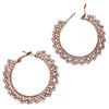 Elegant Rose Gold With Crystal Rhinestones Statement Lever Back Hoop Earrings, 2"