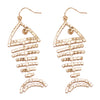 SoFISHticated Pave Crystal Fish Bone Dangle Earrings, 2.5"