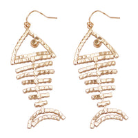 SoFISHticated Pave Crystal Fish Bone Dangle Earrings, 2.5"