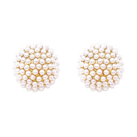 Timeless Classic Simulated Pearl Pave Cluster Hypoallergenic Stud Earrings, 0.35"