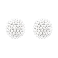 Timeless Classic Simulated Pearl Pave Cluster Hypoallergenic Stud Earrings, 0.35"