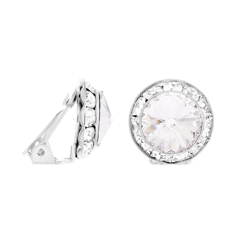 Timeless Classic Statement Clip On Earrings Made With Swarovski Crystals, 15mm