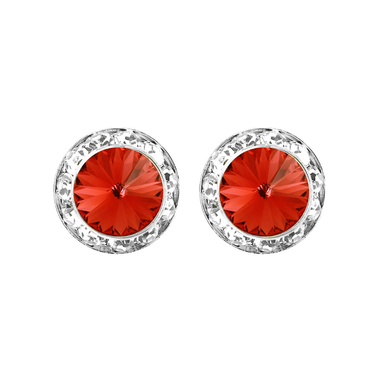 Timeless Classic Hypoallergenic Post Back Halo Earrings Made With Swarovski Crystals (20mm, Padpardscha Orange Silver Tone)