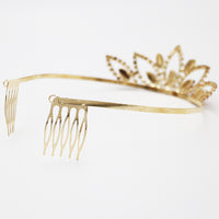 Rosemarie & Jubalee Women's Dazzling Crystal Rhinestone Royal Tiara Gold Tone Bridal Hair Crown Rainbow Marquis Crystal