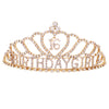 Rhinestone Birthday Tiara Crown 16 year Birthday (Sweet 16 Gold Tone)