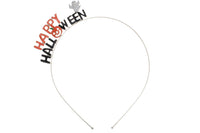 Happy Halloween Ghost and Pumpkin Charm Headband Blood Orange