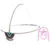 Chic Burnished Metal Fringe Tikka Head Chain With Natural Red And Turquoise Howlite Stone On Elastic Headband Forehead Pendant
