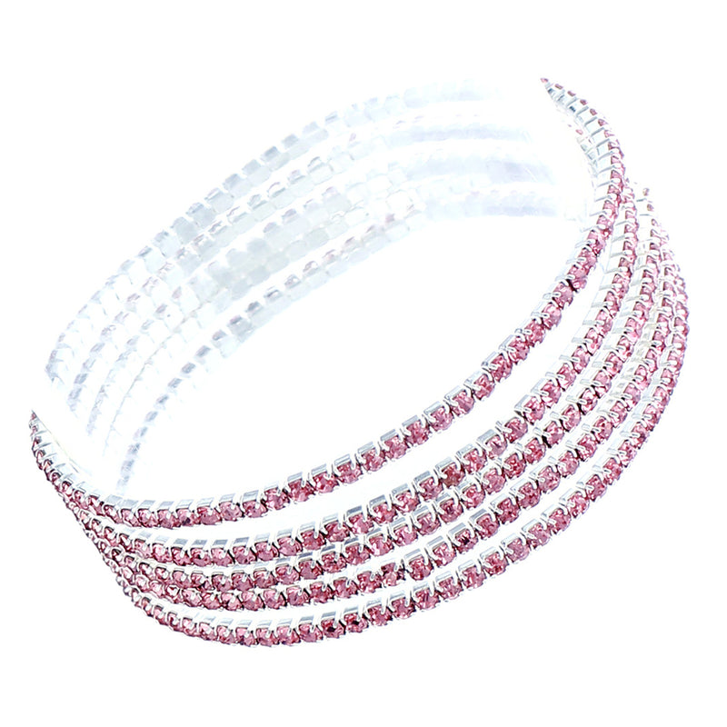 Women's Stunning Set of 5 Rhinestone Stretch Bracelets