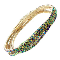 Women's Stunning Set of 5 Rhinestone Stretch Bracelets