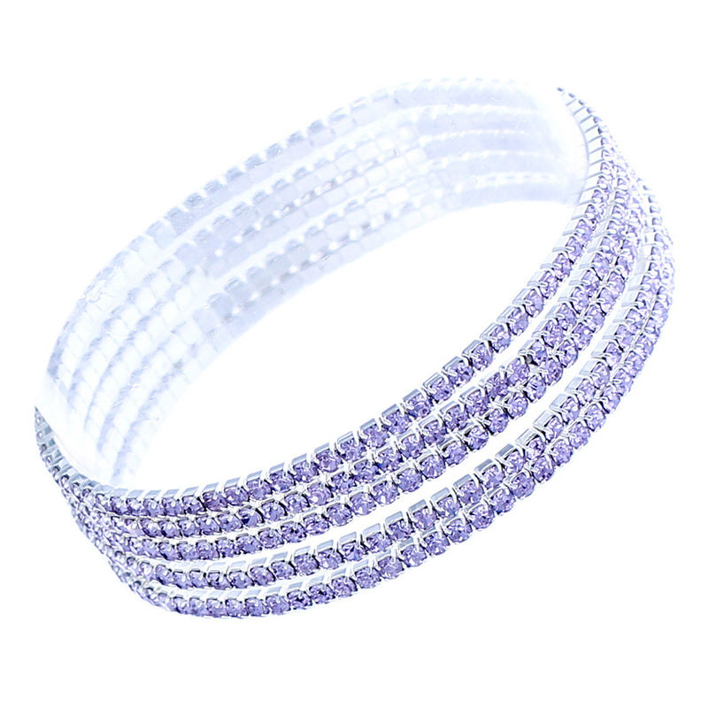 Women's Stunning Set of 5 Rhinestone Stretch Bracelets