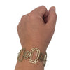 Unique Matte Gold Tone Art Deco Style Rectangle Geometric Link Bracelet, 7.25"+3" Extender