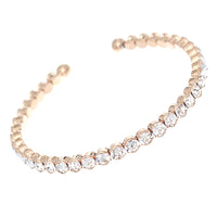 Comfort Flex Crystal Rhinestone Bangle Cuff Bracelet (Rose Gold Tone Clear Crystal)