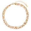 Stunning Triple Strand Matte Gold Tone Chain Ankle Bracelet Anklet, 8.5"-9.5" with 2" Extender