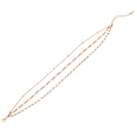 Stunning Triple Strand Matte Gold Tone Chain Ankle Bracelet Anklet, 8.5"-9.5" with 2" Extender