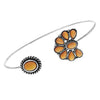 Western Style Squash Blossom Open Cuff With Natural Semi Precious Howlite Stone Bracelet (Orange Coral)