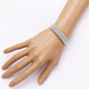 Women's Stunning Simulated Pearl and Crystal Rhinestone Flex Wire Cuff Bracelet, 2.25"