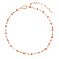 Rosemarie & Jubalee Women's Summer Fun Stunning Square Glass Beaded Chain Ankle Bracelet Anklet, 9"+ 2" Extender (Peach Orange)