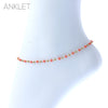 Rosemarie & Jubalee Women's Summer Fun Stunning Square Glass Beaded Chain Ankle Bracelet Anklet, 9"+ 2" Extender (Peach Orange)